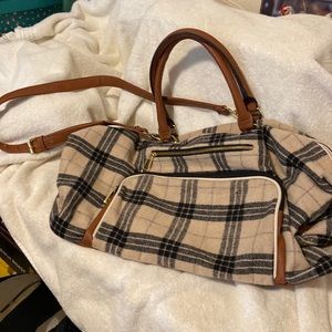 Plaid duffel bag